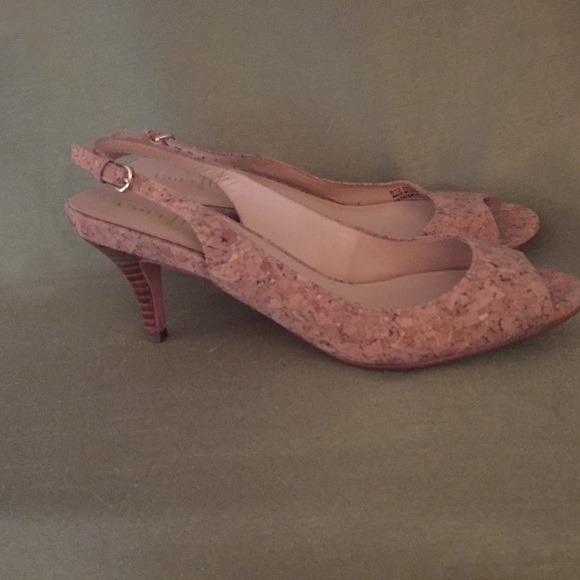 Cole Haan Cork sling back peep toe Size 7 - Picture 3 of 4